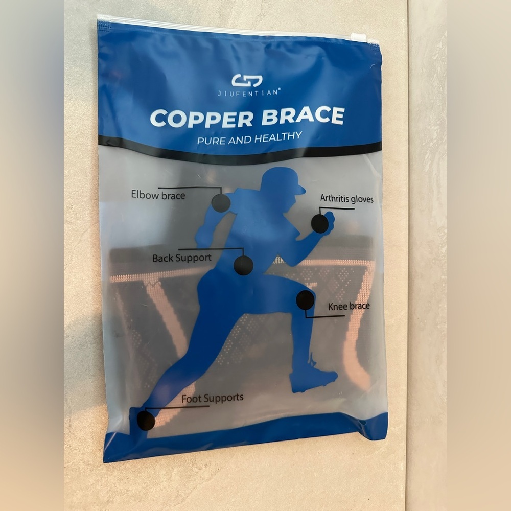 JIUFENTIAN Unisex Compression COPPER ION Knee Brace Black/Brown 2XL NEW Set Of 2